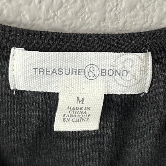 Treasure & Bond Fitted Black Stretch Square Neck Long Sleeve Womens Blouse Med - Picture 6 of 8